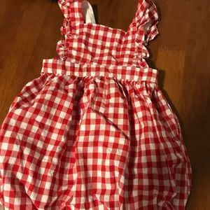 Gap red and white picnic romper 6-12m